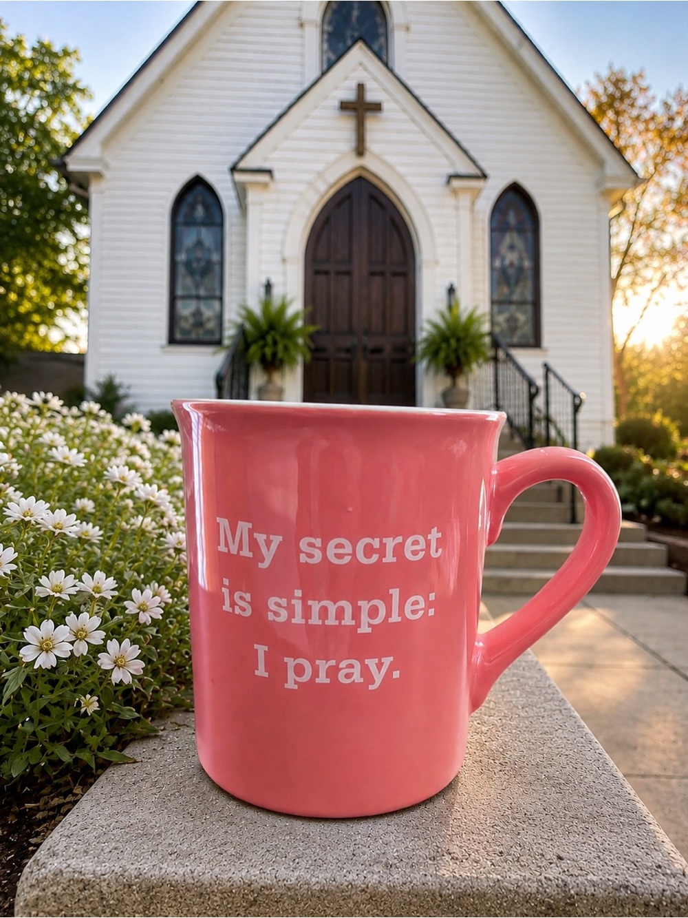 Peach Inspirational Ceramic Prayer Mug - My Secret Is Simple I Pray